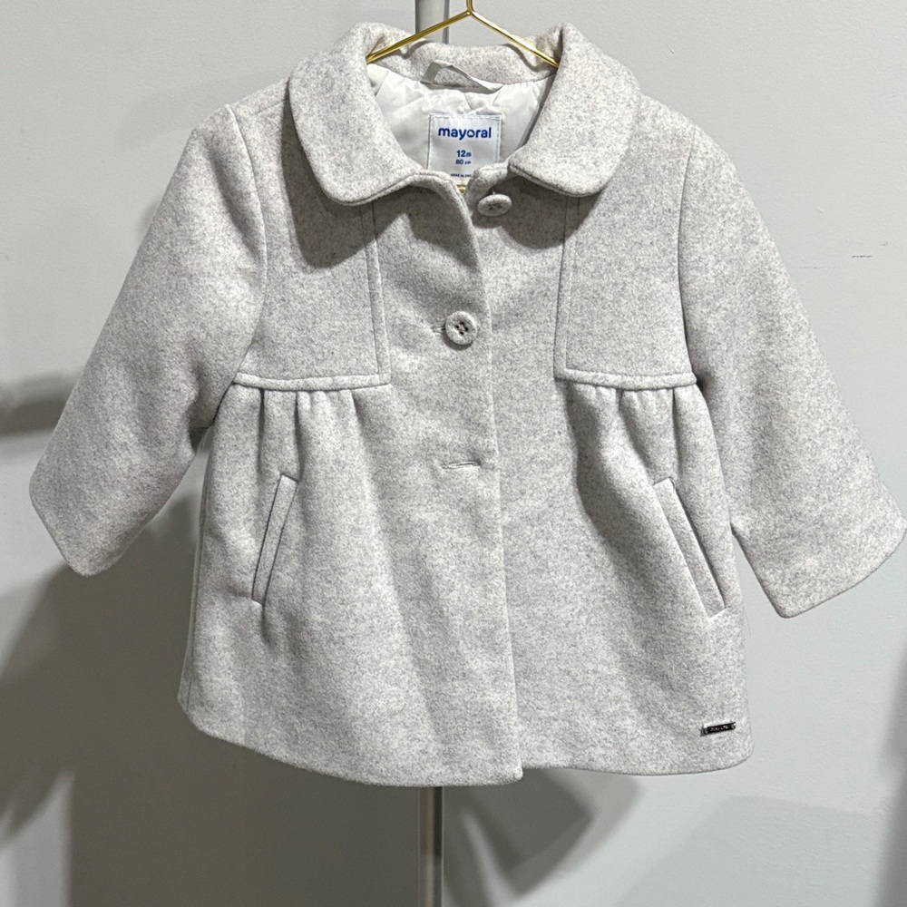 Mayoral Light Gray Pea Coat for Kids